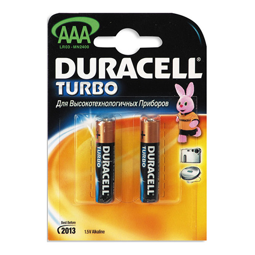 Батарейки Duracell LR03 AAA TURBO (блистер 2шт.) фото 