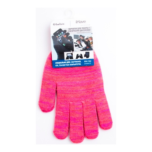 Перчатки Belsis для сенсорных устройств L Pink фото 