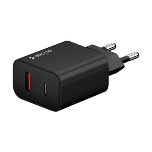 СЗУ Deppa USB Type-C+USB-A QC 3.0 PD 3.0 30W Black фото 