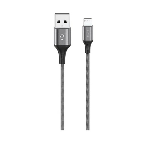 USB кабель OLMIO Basiс USB 2.0 - microUSB 1.2м 2.1A текстильная оплетка Grey фото 